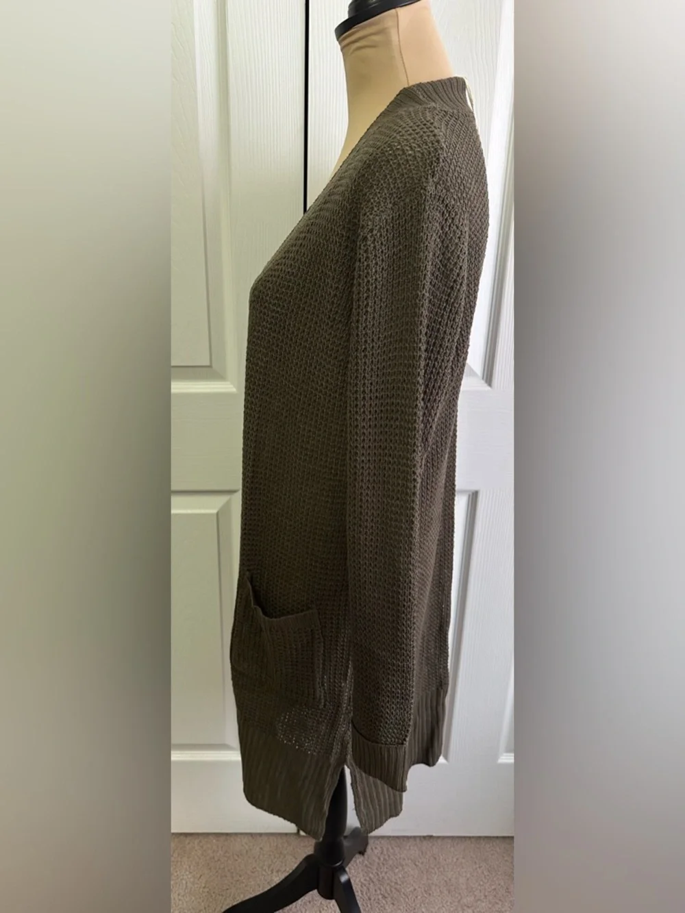 Pink Rose Olive Open-Front Knit Cardigan - Picture 3 of 7